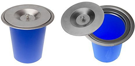 ONPIRA 4,5 L Liter Einbau Abfalleimer Küchen Arbeitsplatte Mülleimer Abfallsammler aus Kunststoff Blau mit Edelstahl Ring/Deckel