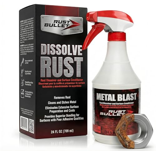 RUST BULLET Metal Blast - 24 Oz - Rust Remover & Metal Prep, Cleaner & Conditioner for Superior Adhesion, Eliminates Grease, Contaminants & Corrosion