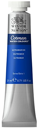 Winsor & Newton 0308660 Cotman Aquarellfarbe mit ausgezeichneter Transparenz, Farbkraft und Verarbeitungseigenschaften, Wasserfarbe 21ml Tube - Ultramarin