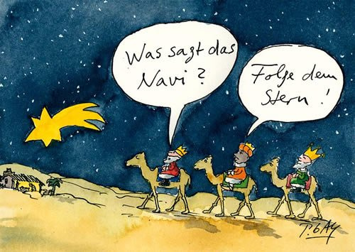 modern times 10er Set Postkarte Weihnachten WEIHNACHTEN - Motiv: FOLGE DEM STERN, Anlass: Weihnachten, Künstler/Verlag: CARTOON CONCEPT © GAYMANN, Peter, Größe: A6