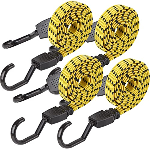CARTMAN Ultra 48 Black/Yellow Flat Bungee Cord, 4pk x 48