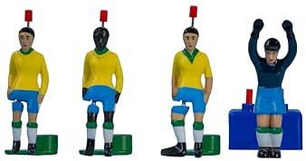 TIPP-KICK Clásicos – Brasil, los campeones de la Copa del Mundo 1970 – El Set de Jugadores de futbolín con Kicker, Top-Kicker, Star-Kicker y Portero I Accesorios