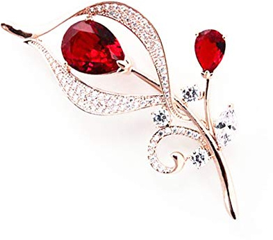 Hasnsofie Brosche Damen, Silber/Rosegold Blumen Anstecknadel, Passt Anzug | Weiß Marquise Zirkonia, Kommt mit Edelstahl Kette als Halskette, Breastpin mit Geschenkbox für Frauen, Passt Pullover Mantel