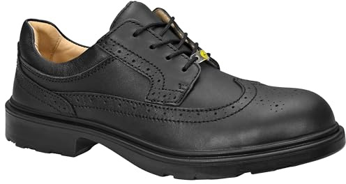 ELTEN Säkerhetsskor OFFICER ESD S2, män, läder, stålhätta, lätta, eleganta, svarta, storlek: 44