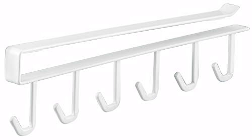 YAMAZAKI 7117 TOWER Unterregal-Hakenleiste, weiß, Stahl, minimalistisch, 26 x 1,5 x 6,5 cm (L x B x H)