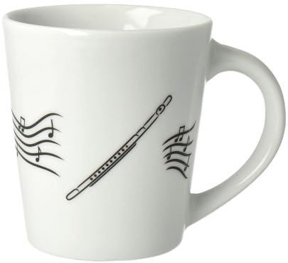blasmusik-shop Tasse, Querflöte, Weiß, Porzellan, Zylinder, 1 Stück (1er Pack), Zuhause, Heißgetränke