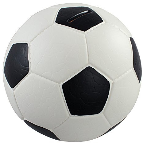 HMF 4790-01 Spardose Fußball Lederoptik 15 cm Durchmesser, schwarz weiß