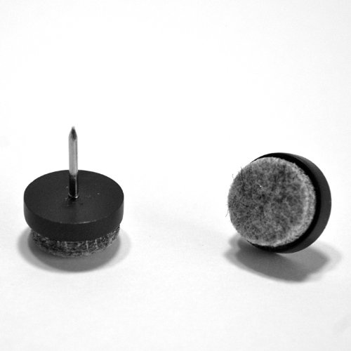 Ajile FFN817- Feltrino con chiodo, 4 pezzi, ø 17 mm, base in plastica, protezione pavimenti per sedie, tavoli, mobili, colore: Marrone