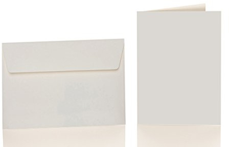 Paper24 25 Faltkarten blanko mit Umschlag 120x170 mm, Briefumschläge B6, Doppelkarten mit Umschlag sind ideal für Geburtstag in Elfenbein