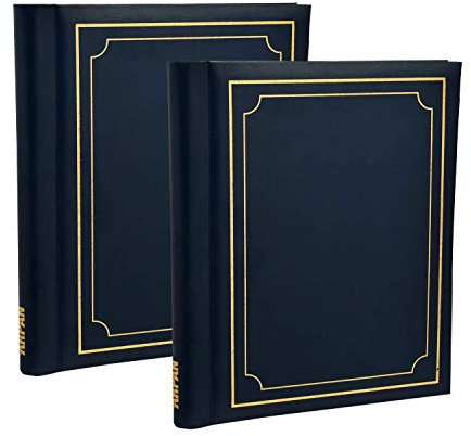 Arpan 2 Pack of Photo Albums Self Adhesive Large Picture Book Modern Style Wiro Binder Totaling 40 Sheets 80 Sides In Black/Blue/Red/Vintage Birds/Butterfly (Blue)
