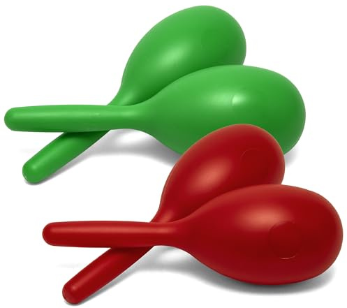 Tiger Paquete de 4 maracas coloridas de plástico, tamaño completo