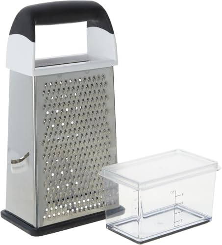 GoodCook Touch 4-sided Box Grater, Stainless Steel Blades with Collection Cup included, Gray