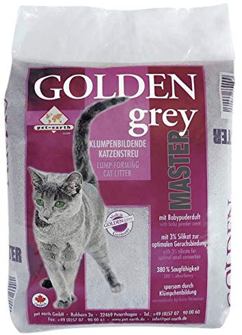 pet-earth Golden Grey Master Katzenstreu mit Babypuderduft 2x14kg