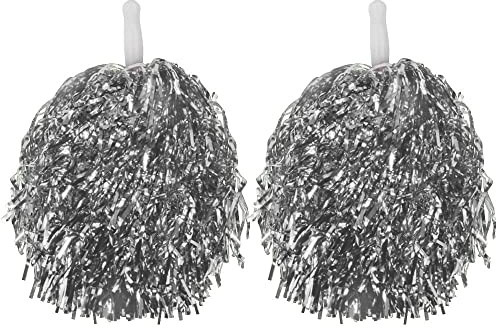 Schnoschi 2 stycken pompons cheerleading cheerleader mousedel puschel 1 par många färger (silver)