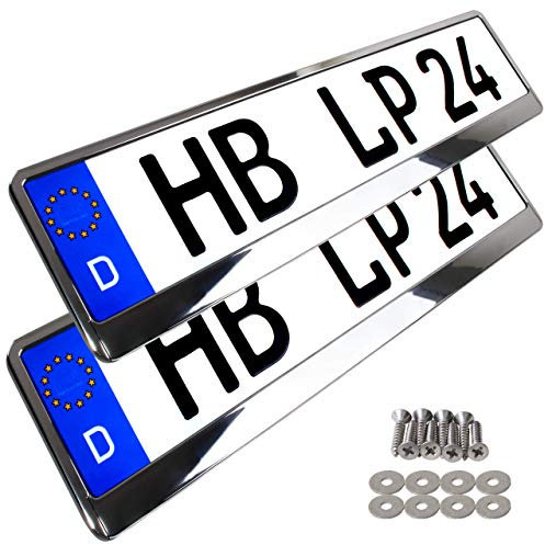 Kennzeichenhalter 520x110mm Nummernschildhalterung Auto universell inkl. 8 Schrauben Kennzeichenhalterung Nummernschildhalter 2 Stück Chrom-Optik