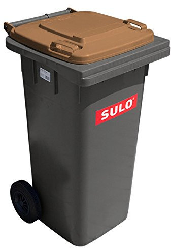 SULO Cubo de Basura Grande MGB 120, Contenedor Basura, Gris con Tapa Marrón, Capacidad 120 Litros