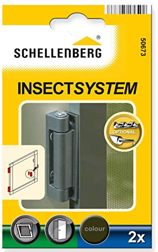 Schellenberg 50673 Scharnier-Set für Insektenschutz-Fenster und -Türen, 2 Stück, Braun