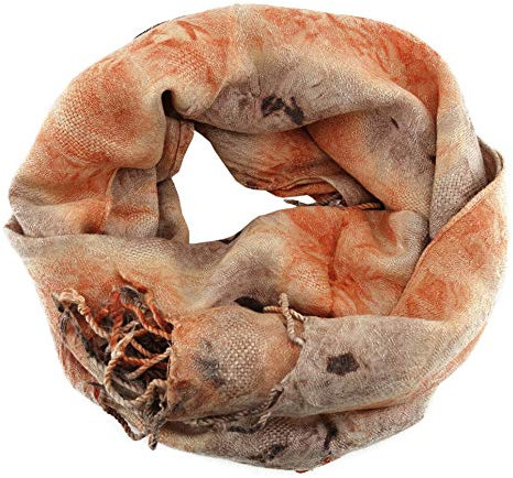 TigerTie Schal in orange rotorange beige gemustert mit Fransen - Gr. 180 x 45 cm