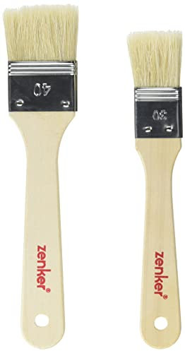 Zenker 42924 Lot de 2 pinceaux à pâtisserie, 2 pinceaux pâtisserie, set de pinceaux pour pâtisserie par 2, Bois, Beige, 18/20 cm