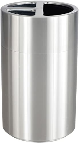 Safco Products 9941SS Triple Bin Recycling and Trash Can, 40 Gallon Total, Aluminum Shell, 3 Separate Liners, Decals Included, Silver