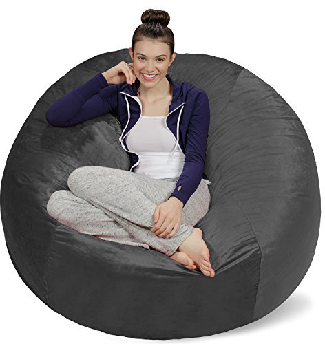 Sofa Sack XXL-Das Neue Komforterlebnis Sitzsack mit Memory Schaumstoff Füllung-Perfekt zum Relaxen im Wohnzimmer oder Schlafzimmer -Samtig weicher Velour Bezug in Stahlgrau