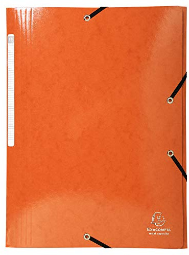 Exacompta – Carpeta (iderama con 3 solapas y goma, 425 g/m2, A4, capacidad máxima, cartón Manila, Naranja