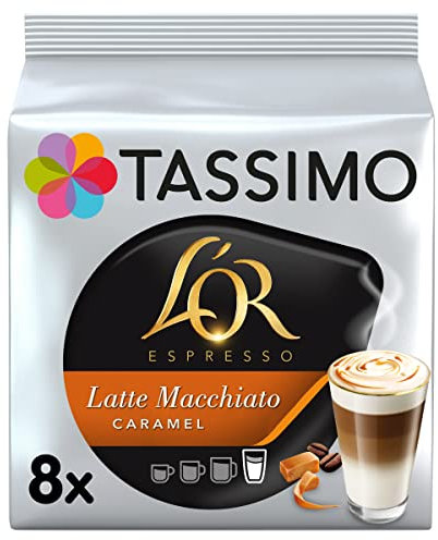 Tassimo L'OR Latte Macchiato Caramel Coffee Pods, Pack of 8
