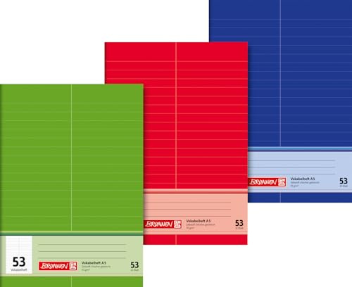 Brunnen 1043935 Vocabulary Book A5 32 Sheets Ruled with Dividing Line