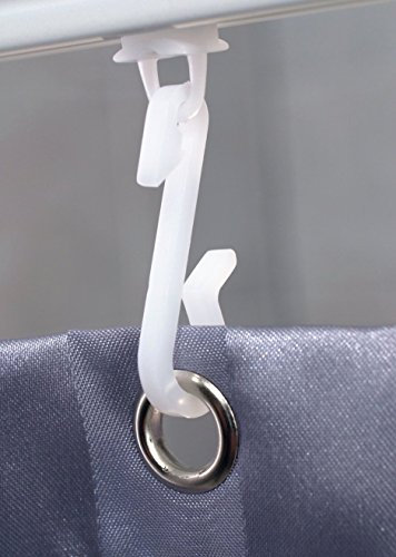 Ersatzteile 24 Haken und 24 Gleiter, ideal für Spuren und Schienen, für Duschvorhänge, Weiß