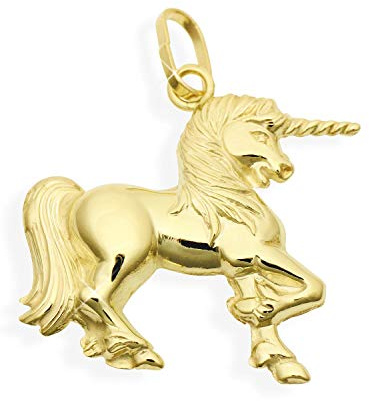 Einhorn Anhänger beidseitig 3D 14 Karat Gold 585 (Art.206178)