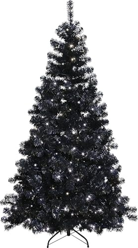 Star Trading 608-14 LED Prelit-Tree Ottawa schwarz, ca. 210x120 cm, 260 Daylight LED, 833 Tips,Outdoor, Vierfarb-Karton