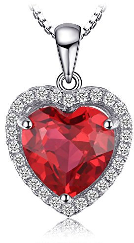JewelryPalace Herz des Ozeans 3.9ct Erstellt Rubin Ketten Anhänger 45CM, Rote Schmuck Set, Liebe Halskette Damen Silber 925 Collier Damen Edelstein Mädchen, Modeschmuck mit Roter Stein Frauen