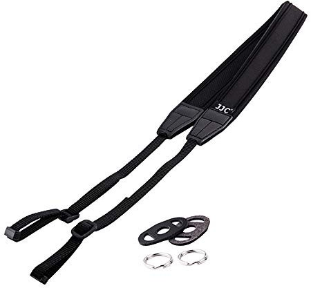 JJC NS-M1BK Neoprene Neck Strap for Mirrorless or DSLR Camera with Two Strap Eyelets (Neoprene Length 124cm, Width 3cm) (Black)