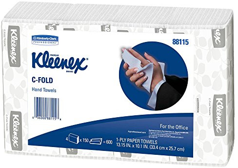 Kleenex Professional Universal C-Fold Folded Paper Towels, Bulk (88115), Absorbent, White (150 Sheets/Pack, 16 Packs/Case, 2,400 Sheet Total)