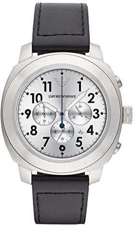 Armani Herren-Armbanduhr Chronograph Quarz Leder AR6054