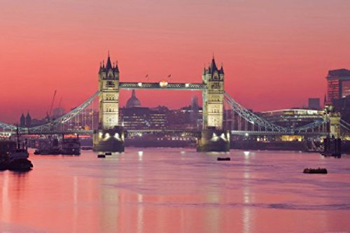 1art1 Londres Cielo Rojo sobre Tower Bridge Fotomural Autoadhesivo 180x120 cm