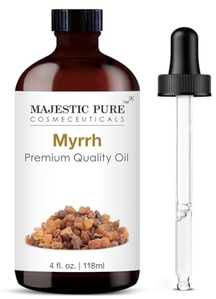 Majestic Pure Essential Oil with Glass Dropper - 100% Pure and Natural - Essential Oils for Diffuser, Aromatherapy, Soap and Candle Making, Myrrh Essential Oil, Myrrh Oil, 4 Fl Oz