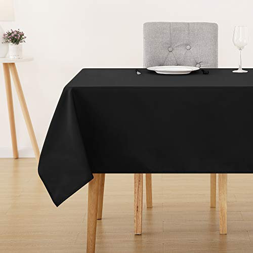 Deconovo Tischdecke Wasserabweisend Tischwäsche Lotuseffekt Tischtücher, 130x220 cm, Schwarz, 1 Stück