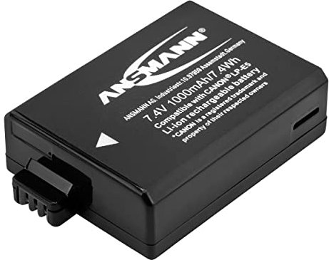ANSMANN Ersatzakku für Fotokamera, Camcorder Canon LP-E5 Li-Ion Akku (7,4V 1.000mAh) geeignet für EOS 450D / 500D / 1000D Perfekt geeignet für Hobby- und professionelle Fotografen