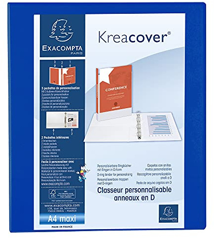 Classeur 4 anneaux en d 25mm remborde 3 pochettes exterieures krea cover - a4 maxi