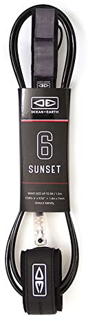 Ocean and Earth Sunset Moulded Surf Leash 7 ft Black