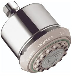 hansgrohe Clubmaster 4-inch Easy Clean Easy Install Showerhead Modern 3-Spray Full, Pulsating Massage, Soft spray with QuickClean in Chrome, 28496001