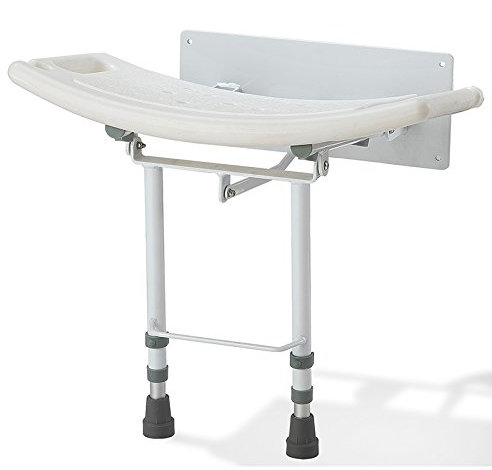 Folding Wall Mounted Shower Seat with Adjustable Legs and shower head holder ECSS05WA