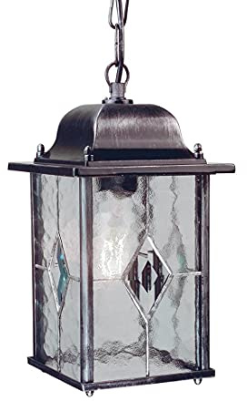 Elstead Lighting Außenleuchte Kettenlaterne Pendelleuchte Schwarzes Silber H 34 cm Metall Glas