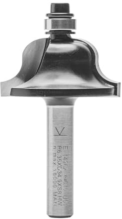 ENT 14962 Romanprofilfräs i hårdmetall, skaft (S) 8 mm, diameter (D) 34,9 mm, NL 16,6 mm, R 6,35 mm, SL 32 mm, med kullager
