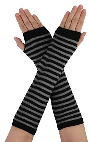 sourcing map Damen Winterwärmer Fingerlose Daumenloch Elastische Lange Gestrickte Party Kostüm Handschuhe