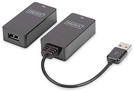 DIGITUS USB Extender - Portata 45 m - USB 1.1 - Cavo di rete UTP, STP e S-FTP da Cat-5 - Plug & Play - Nero