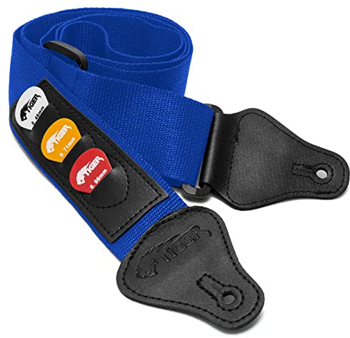 Tiger STP4-BL Plektren-Gitarrengurt - Blau