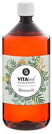 GreatVita Rizinusöl 1 Liter - 100% reines kaltgepresstes Öl, nativ Ph. Eur., Wimpern Serum, Haaröl, natürliche Haarpflege - Aufdruck kann variieren