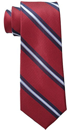 Tommy Hilfiger Corbata Oxford Ribb Stripe para hombre, color rojo, talla única